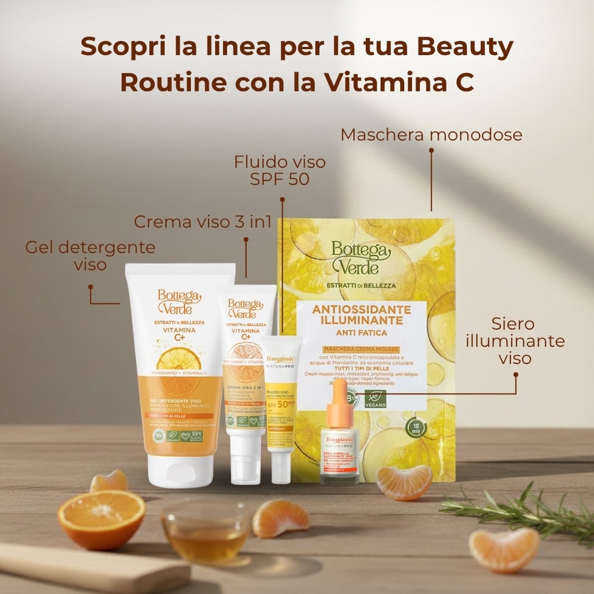 Estratti di bellezza - Vitamina C+ - Crema viso 3 in 1 - Mandarino Vitamina C - antiossidante, illuminante, uniformante - tutti i tipi di pelle